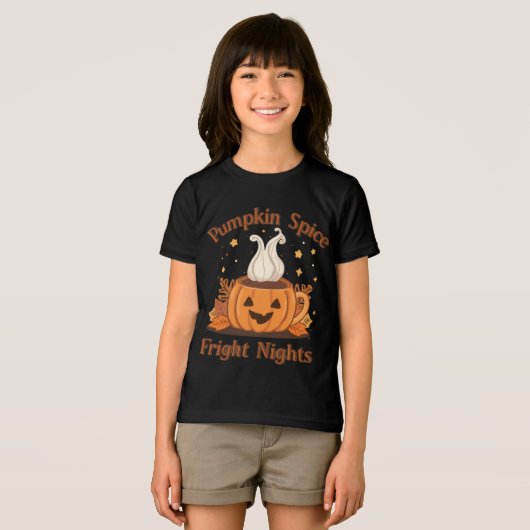 Grappige Halloween "Pumpkin Spice en Fright Nights Tri-Blend Shirt (Voorkant volledig)