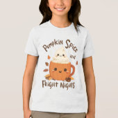 Grappige Halloween "Pumpkin Spice en Fright Nights Tri-Blend Shirt (Voorkant)