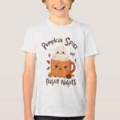Grappige Halloween "Pumpkin Spice en Fright Nights Tri-Blend Shirt (Voorkant)
