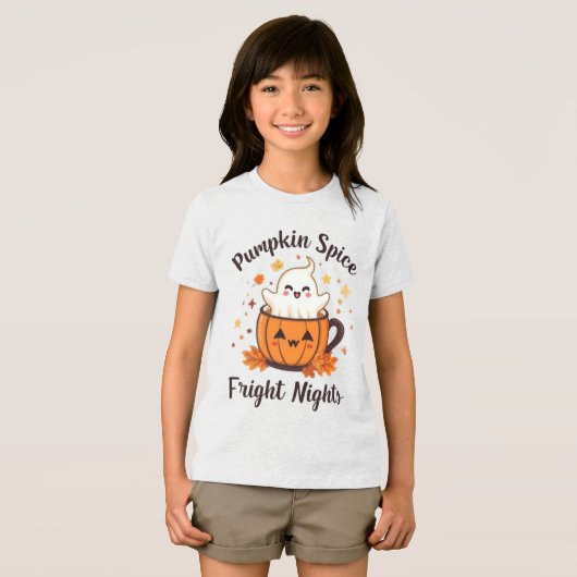 Grappige Halloween "Pumpkin Spice en Fright Nights Tri-Blend Shirt (Voorkant volledig)