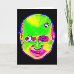 Grappige Halloween Putin Clown 1980s Retro Kunst O Kaart