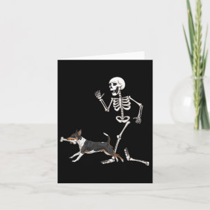 Grappige Halloween Rat Terrier en Skeleton Kaart