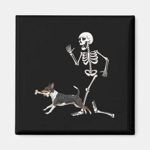 Grappige Halloween Rat Terrier en Skeleton Magneet