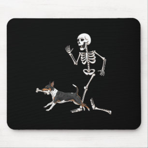 Grappige Halloween Rat Terrier en Skeleton Muismat