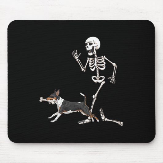 Grappige Halloween Rat Terrier en Skeleton Muismat (Voorkant)