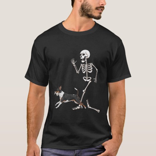 Grappige Halloween Rat Terrier en Skeleton T-shirt (Voorkant)