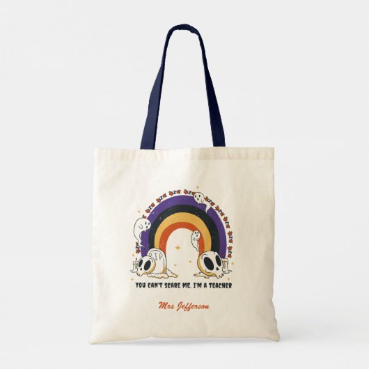 Grappige Halloween Retro Boho Rainbow Custom Teach Tote Bag (Achterkant)