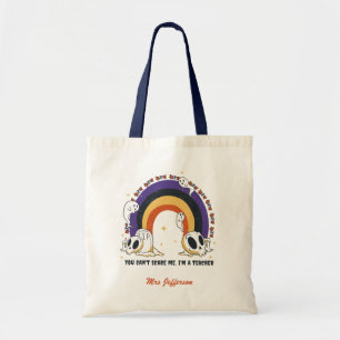 Grappige Halloween Retro Boho Rainbow Custom Teach Tote Bag