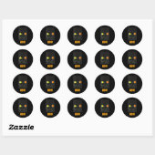 Grappige Halloween Retro Zwarte Kat Boe Silhouet Ronde Sticker (Vel)