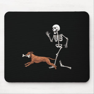 Grappige Halloween Rhodesian Ridgeback en skelet Muismat