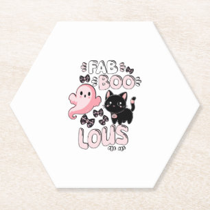 Grappige Halloween Roze Geest Spectaculair Kat Fab Kartonnen Onderzetters