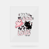 Grappige Halloween Roze Geest Spooktacular Cat Fab Acryl Bord (Voorkant)