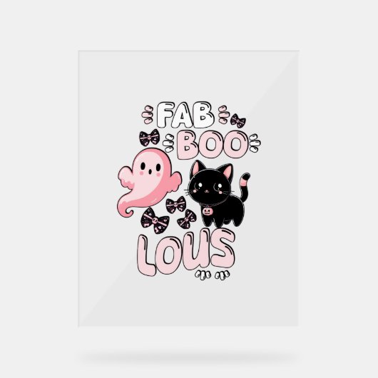 Grappige Halloween Roze Geest Spooktacular Cat Fab Acryl Bord (Voorkant)
