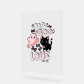 Grappige Halloween Roze Geest Spooktacular Cat Fab Acryl Bord (Hoek)