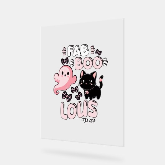 Grappige Halloween Roze Geest Spooktacular Cat Fab Acryl Bord (Hoek)