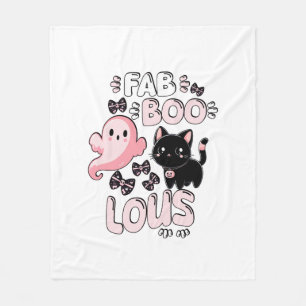 Grappige Halloween Roze Geest Spooktacular Cat Fab Fleece Deken