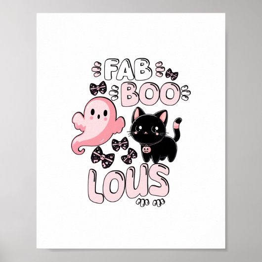 Grappige Halloween Roze Geest Spooktacular Cat Fab Poster (Voorkant)