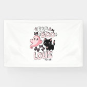 Grappige Halloween Roze Geest Spooktacular Cat Fab Spandoek (Horizontaal)