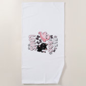 Grappige Halloween Roze Geest Spooktacular Cat Fab Strandlaken (Voorkant)