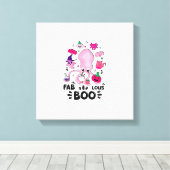 Grappige Halloween Roze Kat Geest Jongleerende Oct Canvas Afdruk (Insitu (Houten vloer))