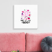 Grappige Halloween Roze Kat Geest Jongleerende Oct Canvas Afdruk (Insitu (Woonkamer))