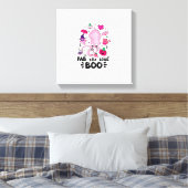Grappige Halloween Roze Kat Geest Jongleerende Oct Canvas Afdruk (Insitu (Slaapkamer))