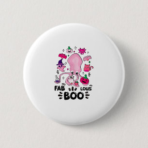 Grappige Halloween Roze Kat Ghost Jongling Octopus Ronde Button 5,7 Cm