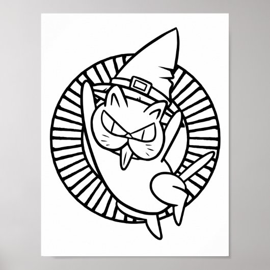 Grappige Halloween Rude Kat Kleurplaat Poster (Voorkant)