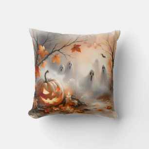 Grappige Halloween-scène met pompoen en geesten Kussen