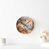 Grappige Halloween-scène met pompoen en geesten Ronde Klok (Huis)