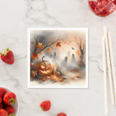 Grappige Halloween-scène met pompoen en geesten Servet (Insitu)