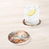 Grappige Halloween-scène met pompoen en geesten Zandsteen Onderzetter (Zijkant)