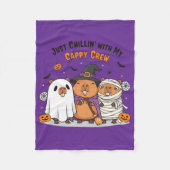 Grappige Halloween Schattigee Capybara "Cappy Crew Fleece Deken (Voorkant)