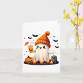 Grappige Halloween Schattigee Geest Drink Ice Coff Kaart (Gele Bloem)