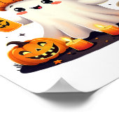 Grappige Halloween Schattigee Geest Drink Ice Coff Poster (Hoek)