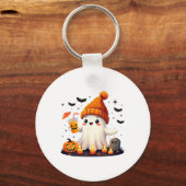 Grappige Halloween Schattigee Geest Drink Ice Coff Sleutelhanger (Voorkant)