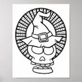 Grappige Halloween schedel lachende kleurplaat Poster (Voorkant)
