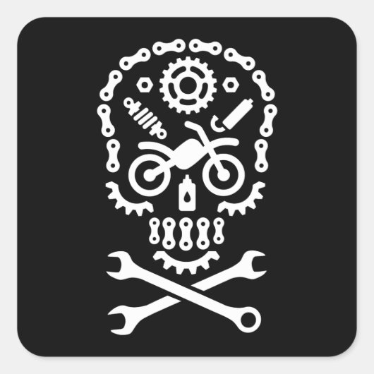 Grappige Halloween schedel motorcross motorfiets v Vierkante Sticker (Voorkant)