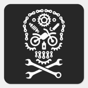 Grappige Halloween schedel motorcross motorfiets v Vierkante Sticker