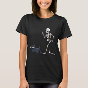 Grappige Halloween Schotse Terriër En Skelet T-shirt
