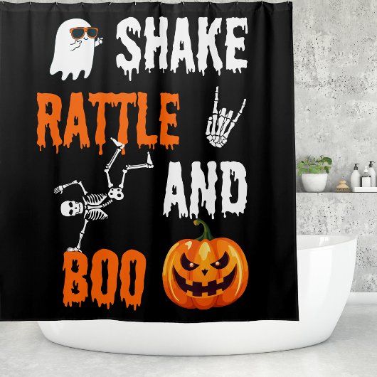 Grappige Halloween Shake Rattle Boo Leuke Pompoen Douchegordijn