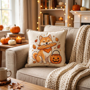 Grappige Halloween Shiba Inu Hond Baguette Brood K Kussen