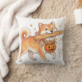 Grappige Halloween Shiba Inu Hond Baguette Brood K Kussen