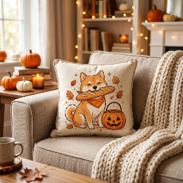 Grappige Halloween Shiba Inu-hond Baguettebrood Ku Kussen