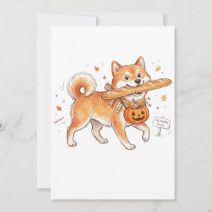Grappige Halloween Shiba Inu-hond Baguettebrood Ku Save The Date