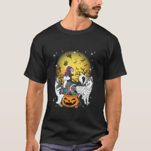 Grappige Halloween Siberische Husky Heks Pompoen M T-shirt