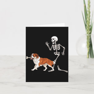 Grappige Halloween Sint Bernard en Skelet Kaart