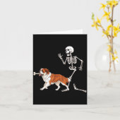 Grappige Halloween Sint Bernard en Skelet Kaart (Gele Bloem)
