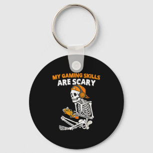 Grappige Halloween Skelet Gamer Video Game Vaardig Sleutelhanger