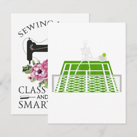 grappige halloween skelet schedel speelt tennis kaart (Voorkant / Achterkant)